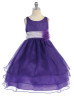 Two-tone Organza Tea Length Tiered Flower Girl Dress